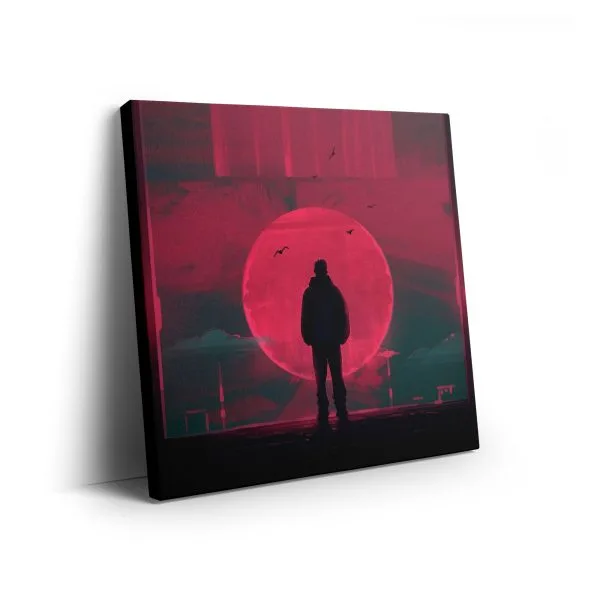 Man moon pink art