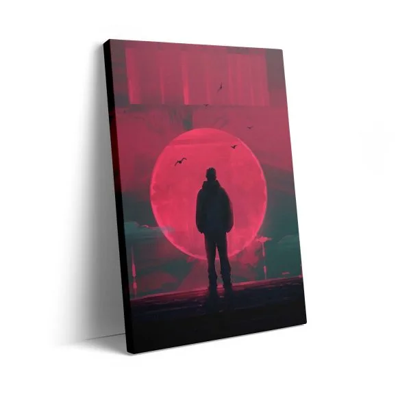 man moon pink art