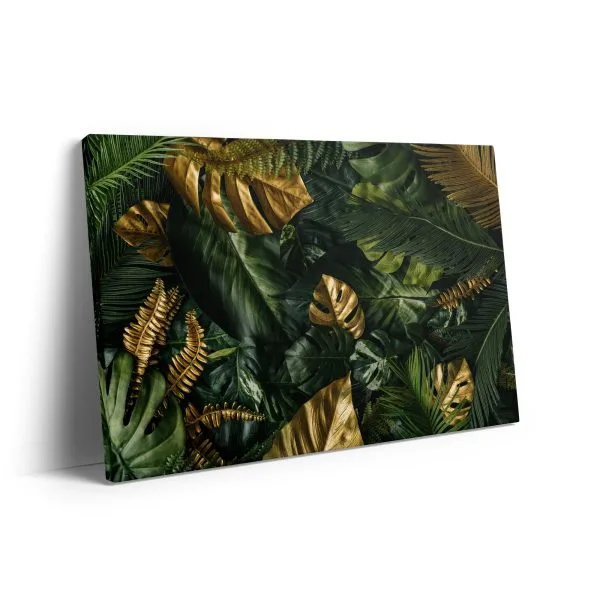 Gold green tropical floral