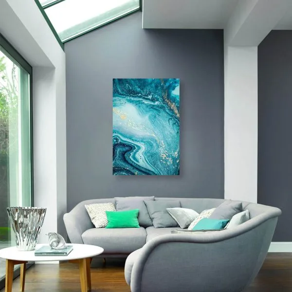 Blue gold abstract marbel