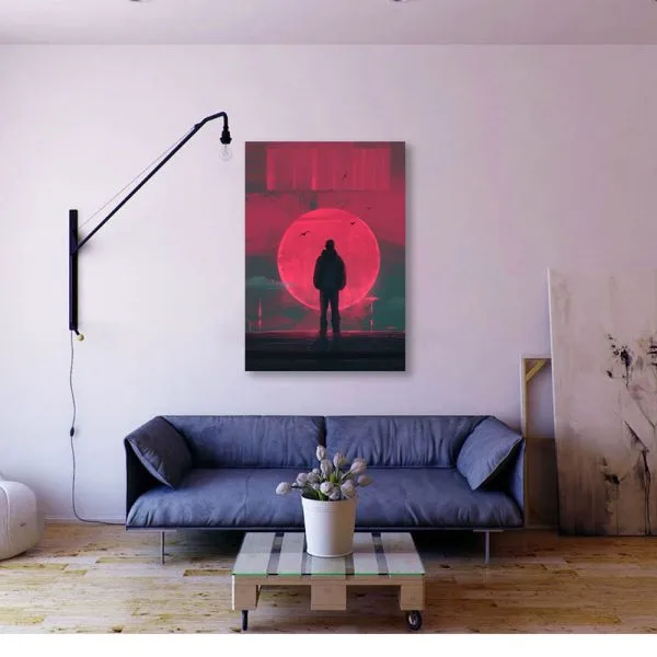 man moon pink art