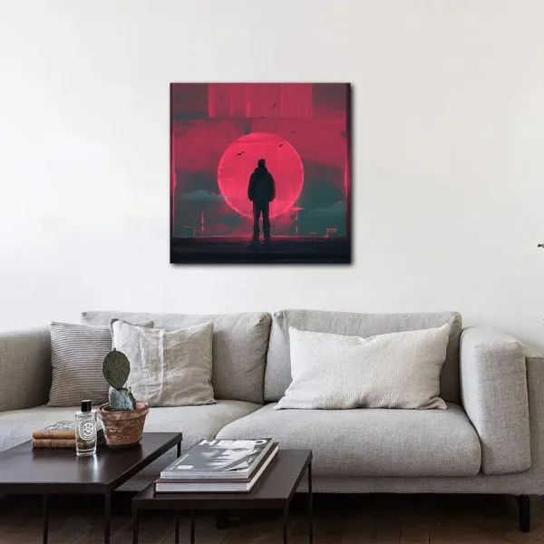 Man moon pink art