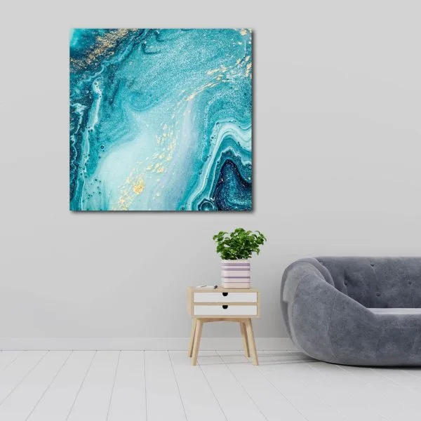 Blue gold abstract marbel