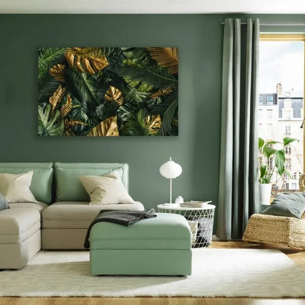 Gold green tropical floral