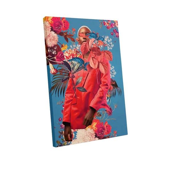 man behind flowers
